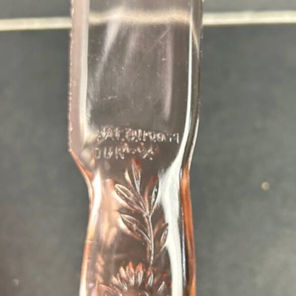 Vintage Pink Depression Glass Cake Server 9" Etched Floral Handle - Picture 3 of 11